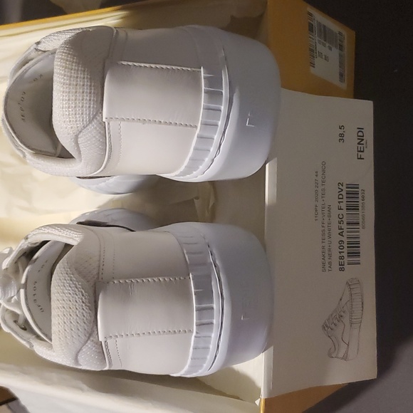 Fendi Force Brown FF Canvas White Platform FF Logo Low Top Trainer Sneaker - Picture 6 of 8